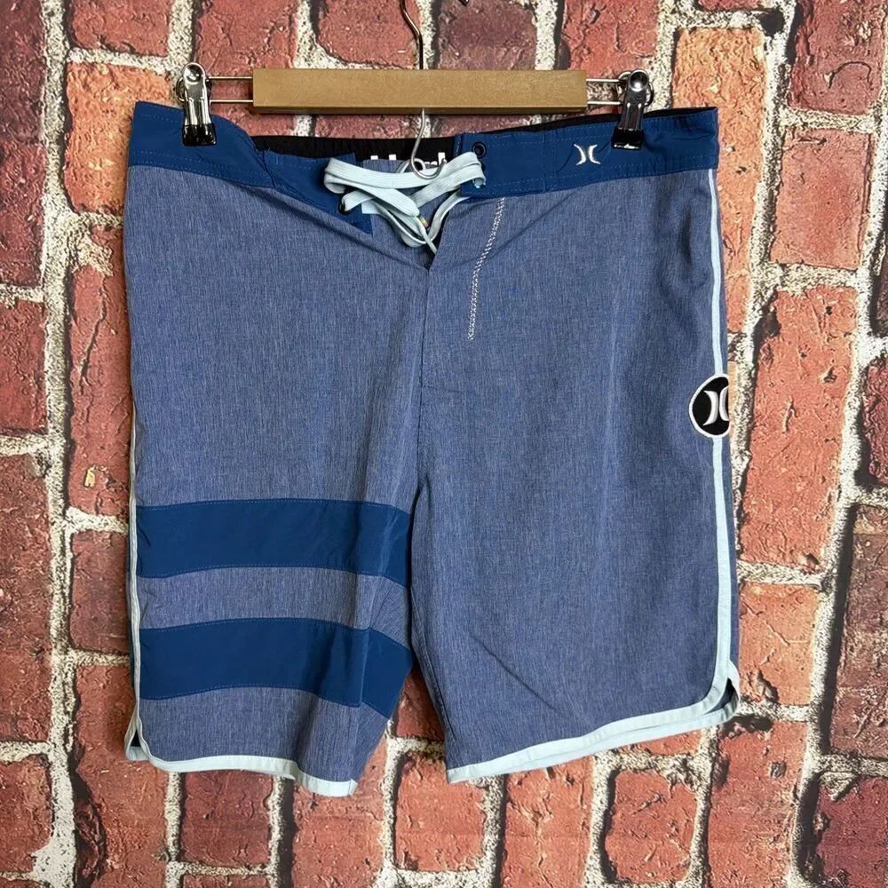 Hurley Phantom Board Shorts Mens 30 Blue Striped Stretch Beach Outdoors